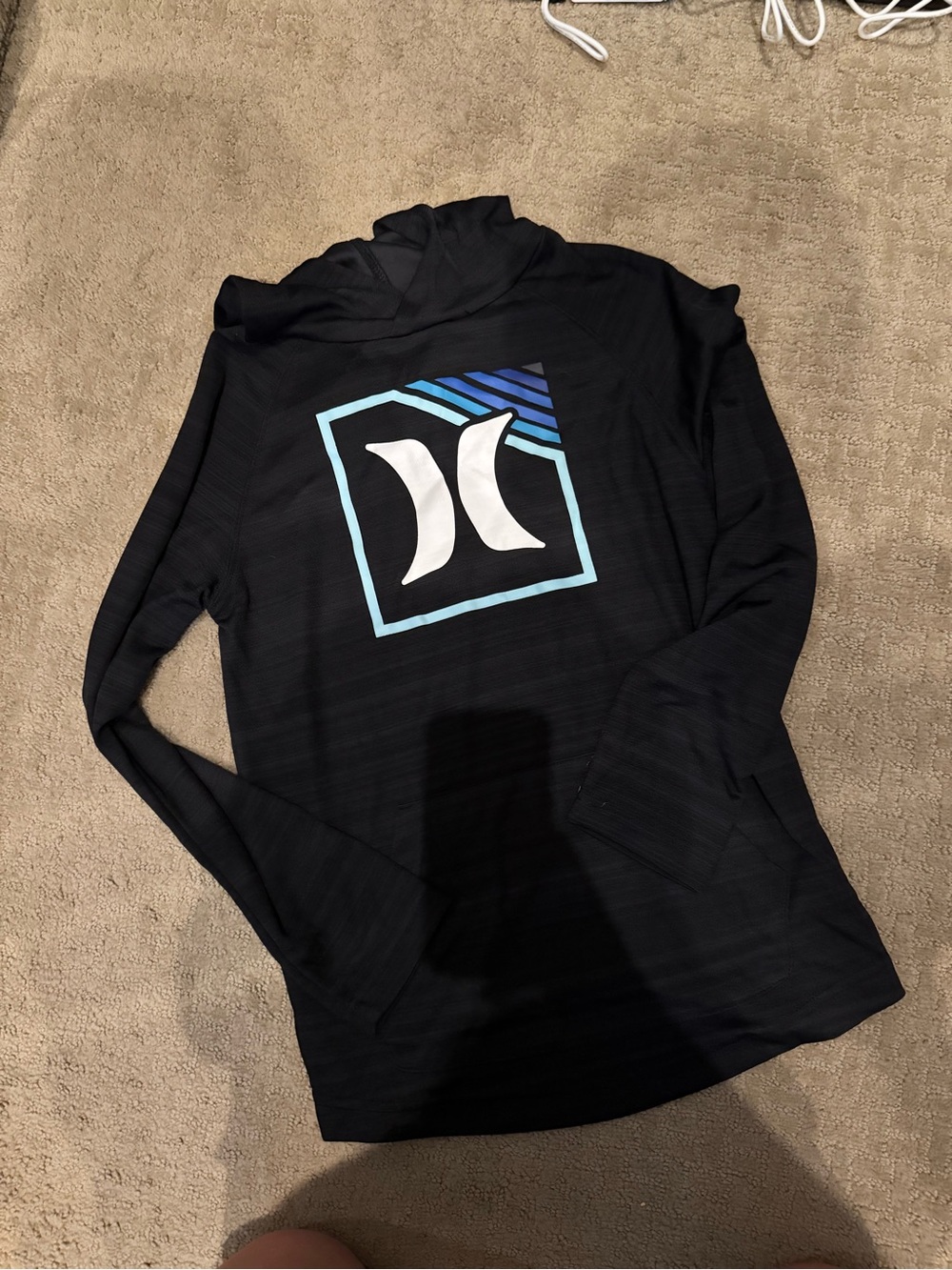 Hurley Black Long-Sleeve Hooded with Blue Accents 10-12